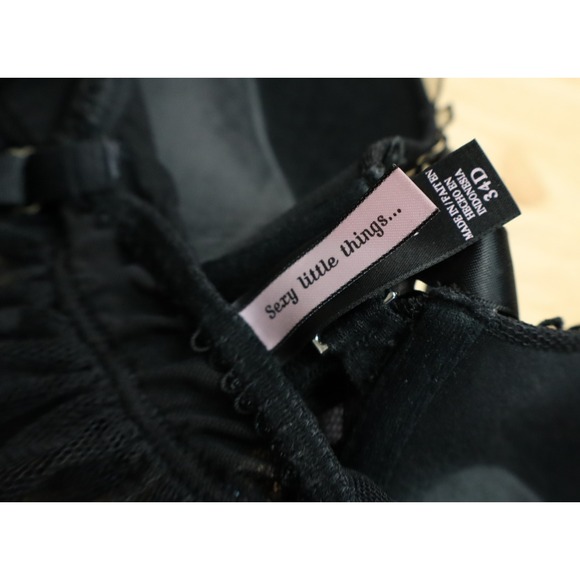 Victoria's Secret Sexy Little Things Size 34D Lingerie Underwire Push-Up Black - Picture 7 of 10